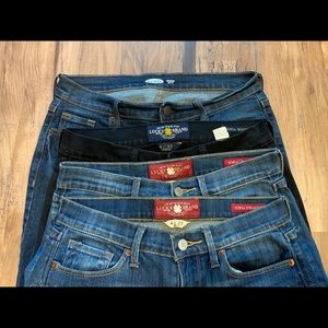 3 pair of Lucky Brand jeans and 1 Old Navy Jean